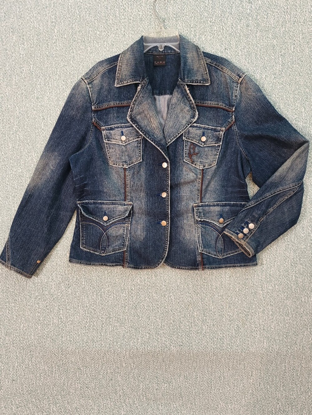 FUBU Collection Dark Blue Denim Jacket, Womens 2X